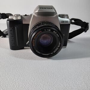 Pentax ZX-50 SLR with Auto Chinon 1:1.9 50mm Lens - Read
